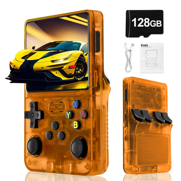 Blidinner R36S Retro Handheld Games Console -With Open Source Linux System,3000mAh Battery,3.5 Inch HD Screen,64G TF Card,20,000+ Classic Games,Portable Mini Game Console for Teens and Adults-Black