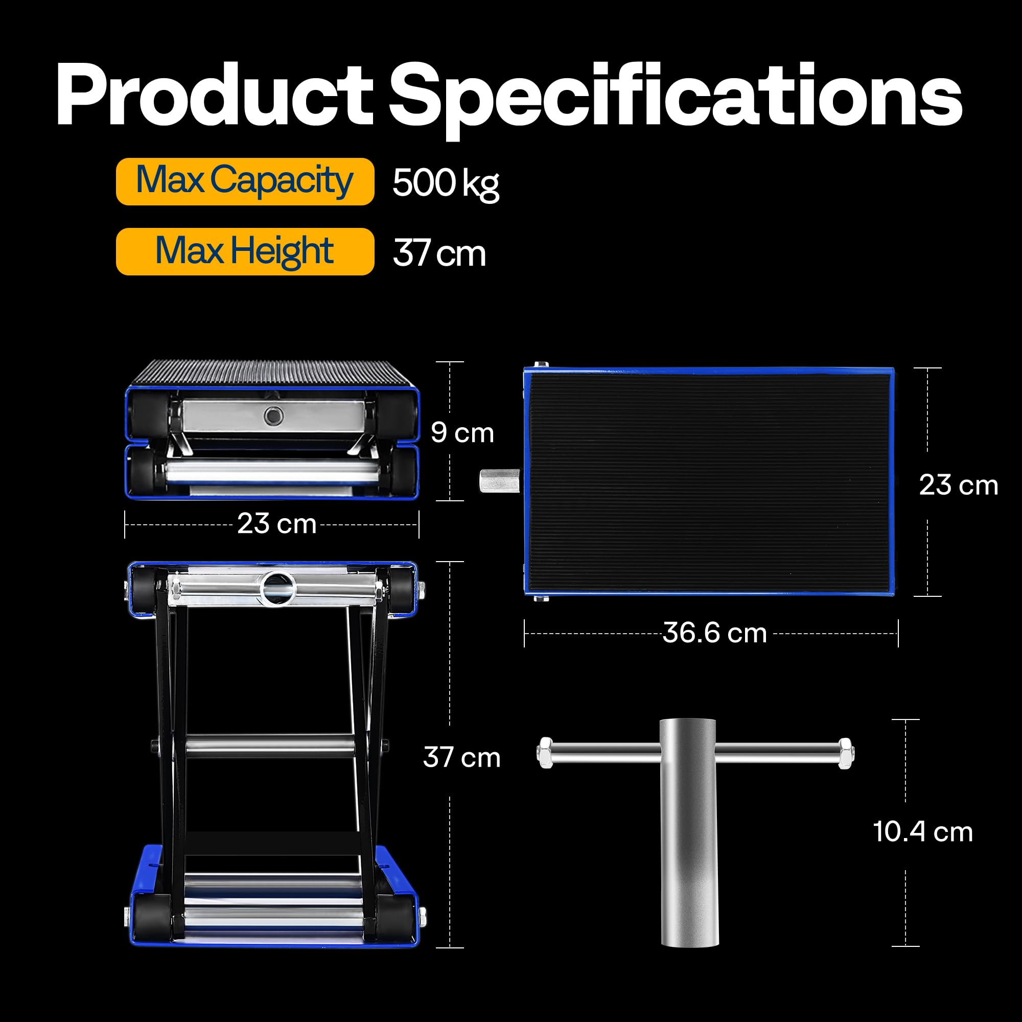 VIVOHOME Motorcycle Scissor Lift Jack Height Adjustable Heavy Duty Steel with Anti Slip Wide Deck Hoist Crank Center Stand 500KG Capacity for Motorcycles, ATVs, Dirt Bikes