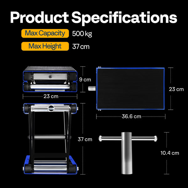 VIVOHOME Motorcycle Scissor Lift Jack Height Adjustable Heavy Duty Steel with Anti Slip Wide Deck Hoist Crank Center Stand 500KG Capacity for Motorcycles, ATVs, Dirt Bikes