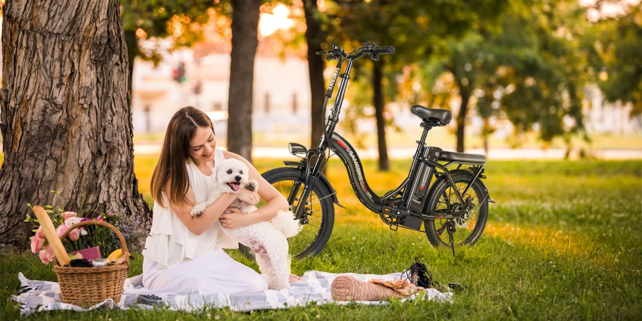 SAMEBIKE Shiman0 7-Speed Foldable Electric Bike for Adults, 20"*2.35 Fat Tire Ebike, Max Range 110KM, Dual Shock Absorber, E-bike for Commuting and Off-Road Adventures