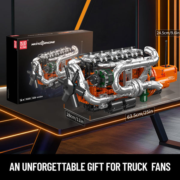 Mould King V12 Engine Building Block Sets, V12 Engine Model Kit That Runs, MOC Engineering Model Building Kit with Battery and Motor, Engineering Building Blocks for Adults (3472 PCS)