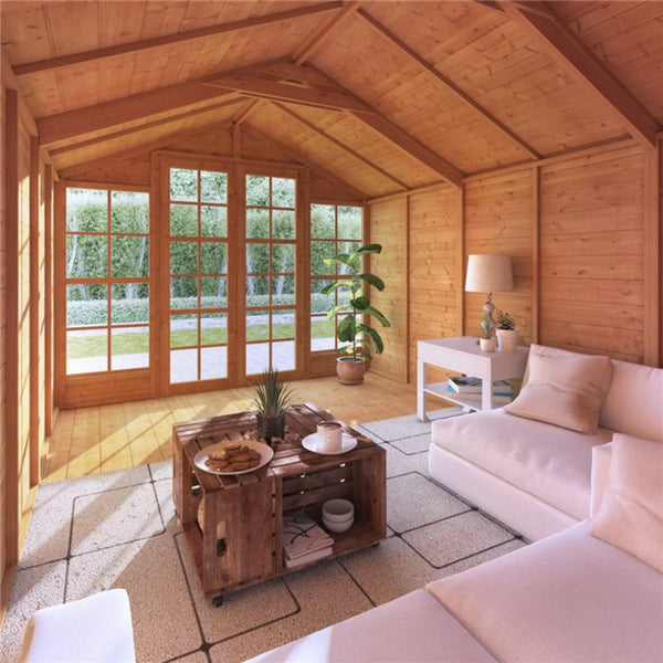 BillyOh Summerhouse Log Cabin 8 x 8 Wooden Garden Storage Shed Summer House Harper Apex Summerhouses (8x8)