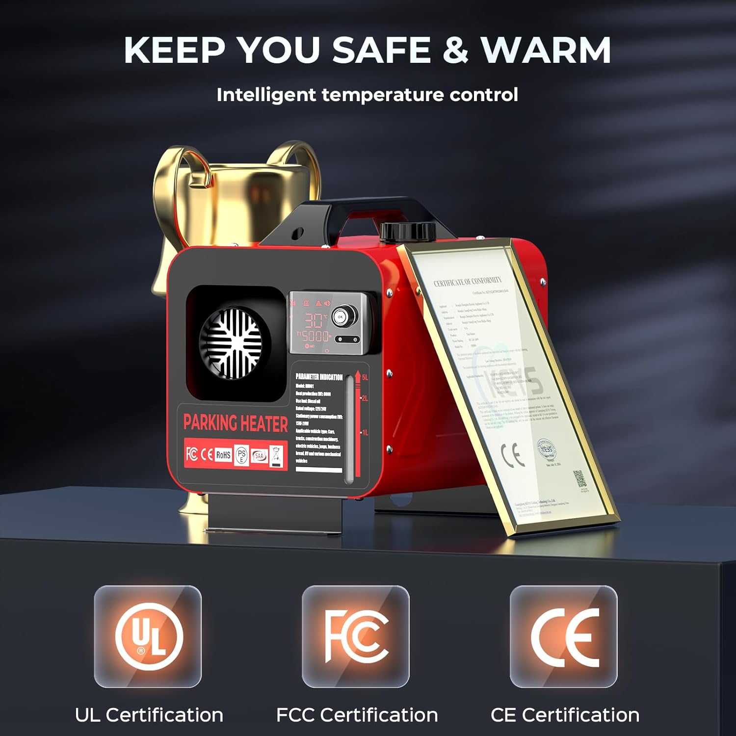 GEARLASSO Diesel Heater 8KW 12V/24V, All in One Air Parking Heater APP Control, Remote Control LCD Display, Fast Heating Low Noise for RV Boat Car Garage Home Tent Truck