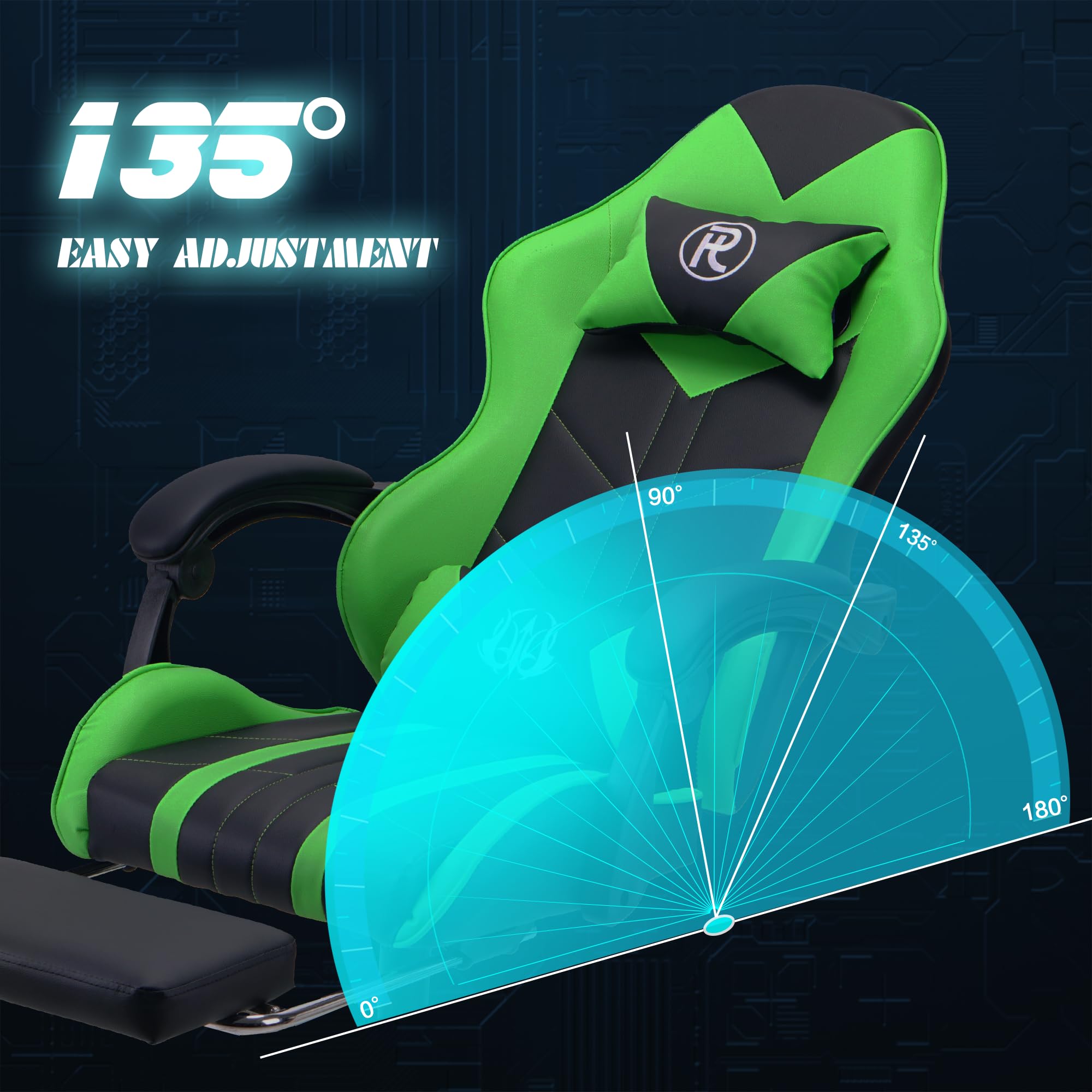 Play haha.Ergonomic reclining seat with footrest adjustable headrest and lumbar cushion high back support padded armrests PU leather finish for gaming home or office use