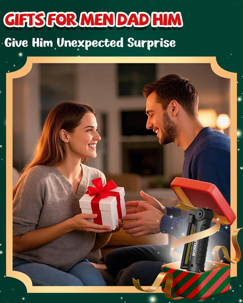 Coquimbo Work Light Christmas Stocking Fillers Gifts for Men Him, LED Torch Rechargeable Inspection Lamp Mechanic Emergency BBQ Light 360° Rotate with Magnetic Base and Hook (2 Pack, Black)