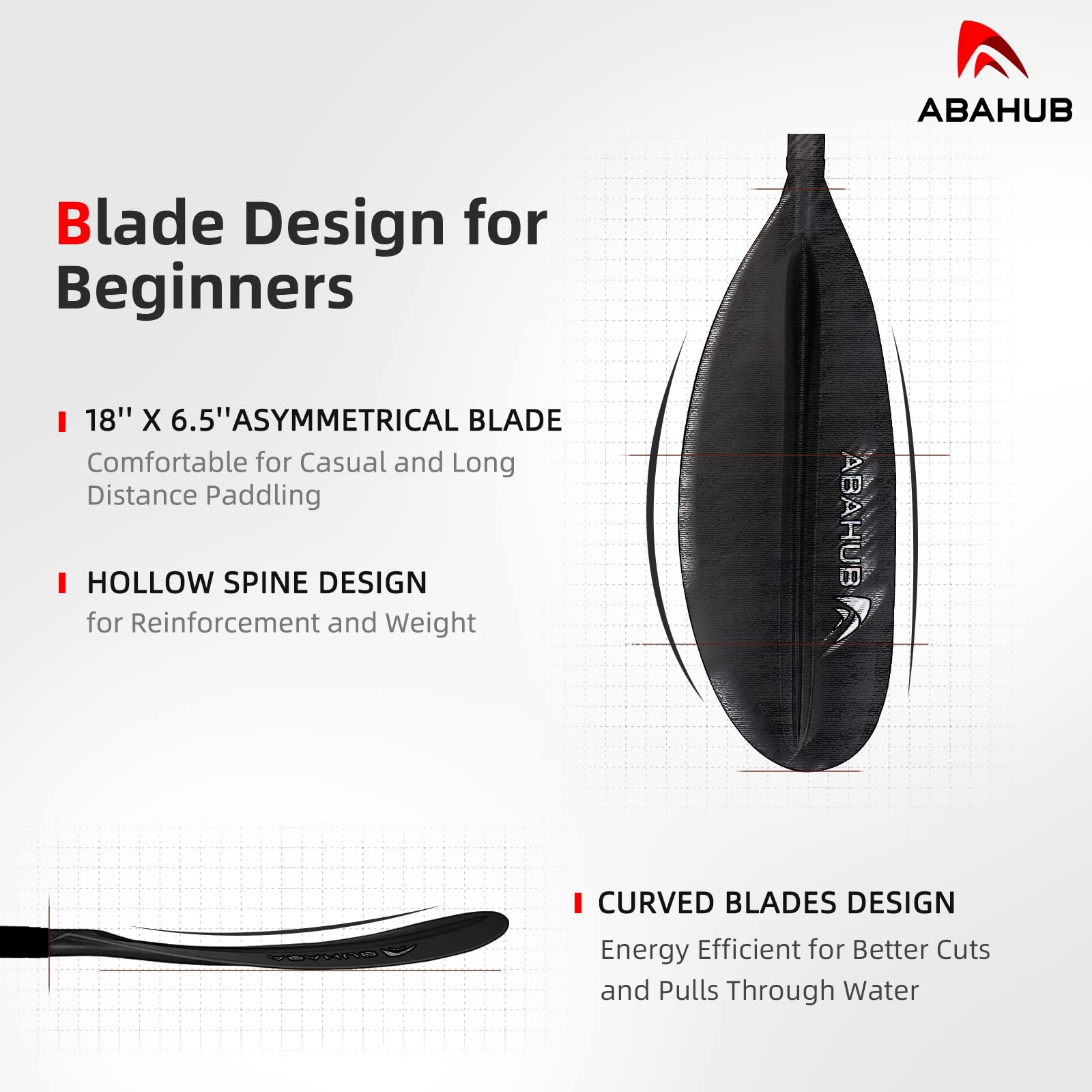 Abahub 1 x Carbon Kayak Paddles, 90.5 Inches Kayaking Oars for Boating, Canoeing with Paddle Leash, Carbon Fiber Shaft Black Plastic Blades