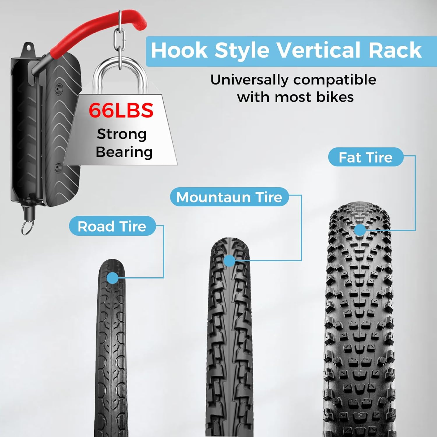 Domigard Swivel Bike Wall Mount,Vertical Bike Rack Wall Hanger Holds up to 66lbs,Bike Hangers MTB & Road Bike for Garage, Easy to Install (2 Pack)