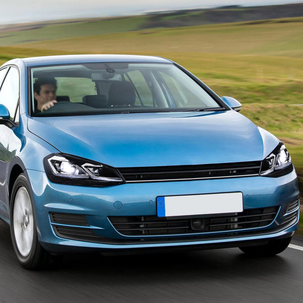 VLAND Headlights for Golf 7.5 MK7.5 2017-2020 Front Lights with Sequential Indicator, not fit GTI/R line/MK7, not include bulbs, E-mark, One Pair