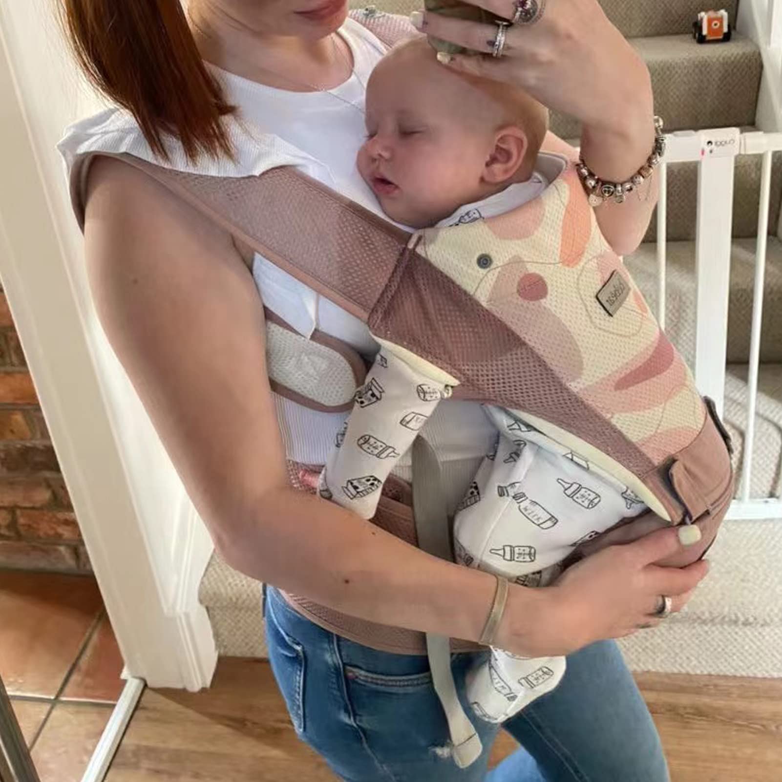 Bebamour Baby Carrier Newborn to Toddler Baby Carrier Hipseat 0-36Months with Head Hood, 3 PCS Teething Pads, Waist Extender, Grey