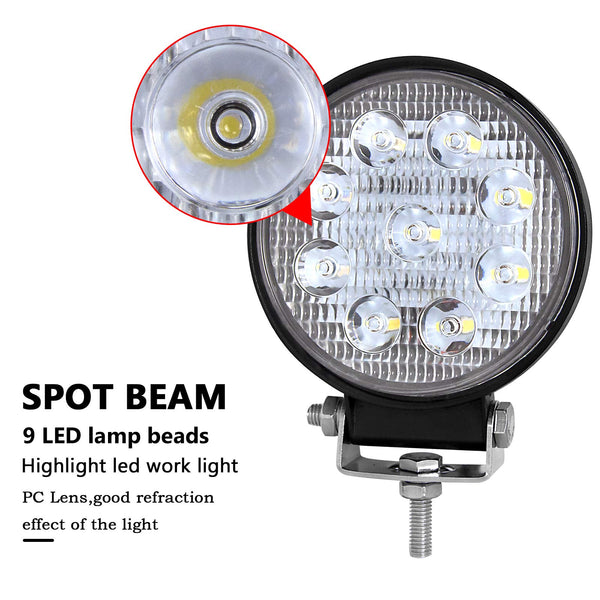 RIGIDON 2 Pcs Round Led Work Light, 4 inch 42W Flood Beam, 12V 24V Driving Lights Lamp for Car Off Road Boat Truck 4x4 SUV ATV Tractors Excavator, 6000K White, Fog Lamp