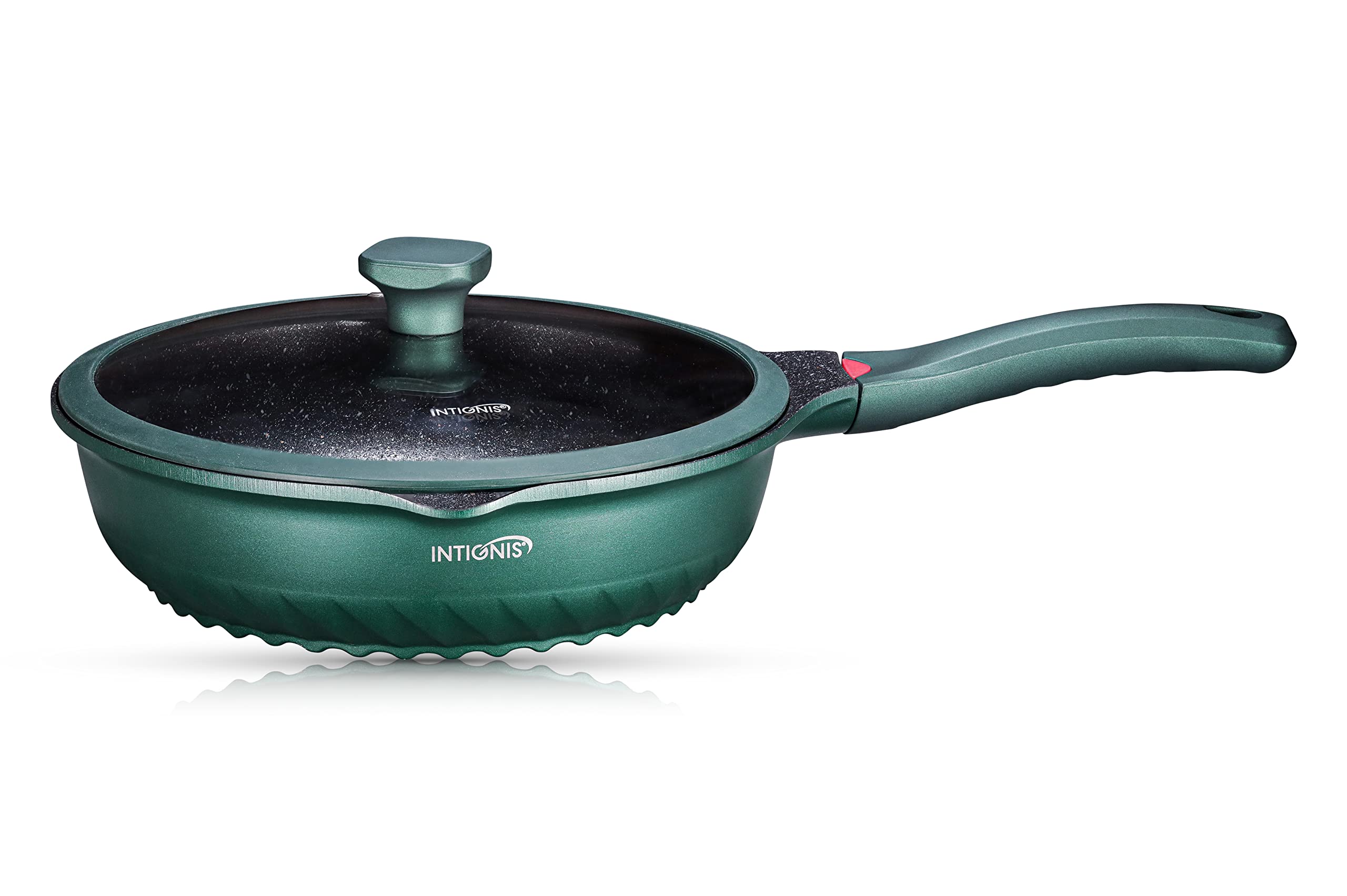 INTIGNIS Deep Non-Stick Frying Pan with Lid  3-in-1 Saut Pan, Skillet & Mini Wok  GREBLON Ceramic Coating | Induction Hob Safe | Stainless Steel