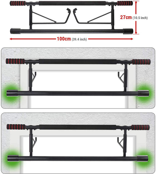 ROMIX Pull Up Bar Doorway, Adjustable Length 72-97cm No Screw Chin Up Bar Door Frame Width Locking, Multifunctional Body Fitness Training Equipment with Exercise eBook for Body Workout Home