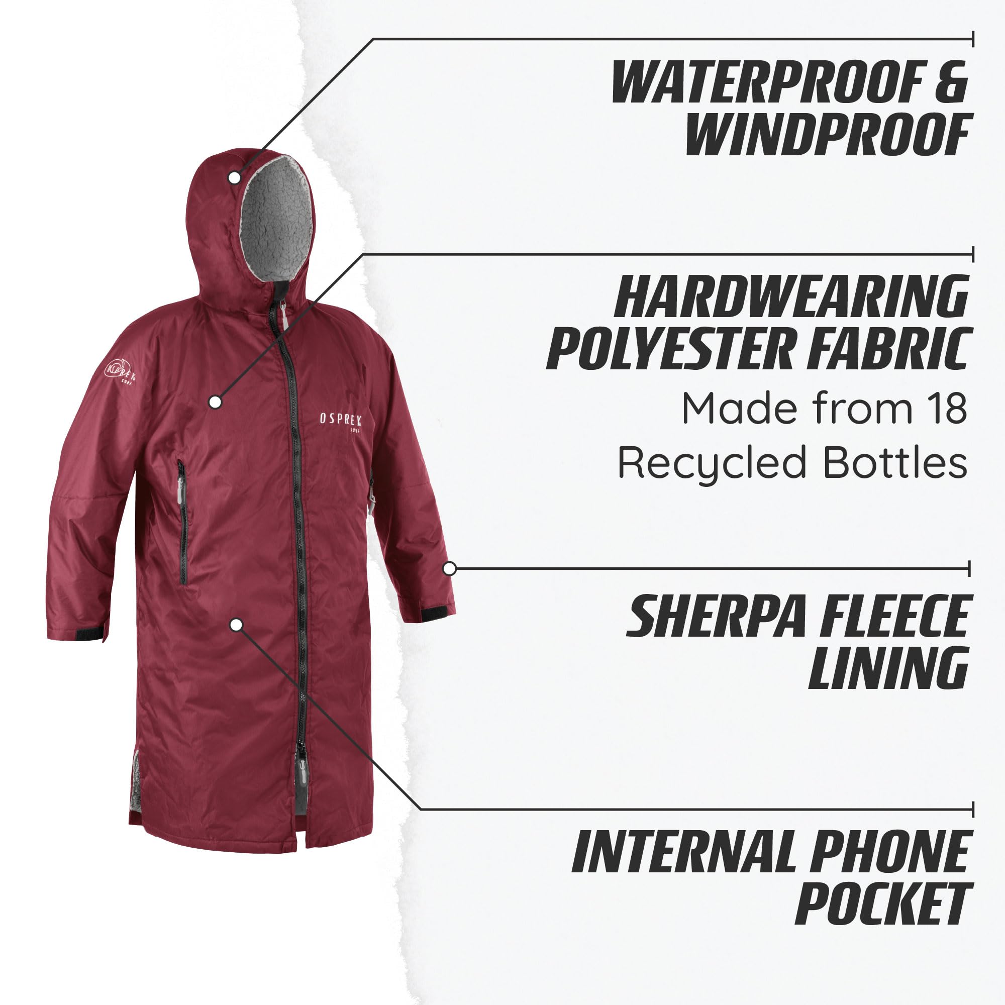 Osprey Changing Robe for Kids and Adults, Waterproof Changing Robe, Swimming and Beach Robe, Unisex, Multiple Colours