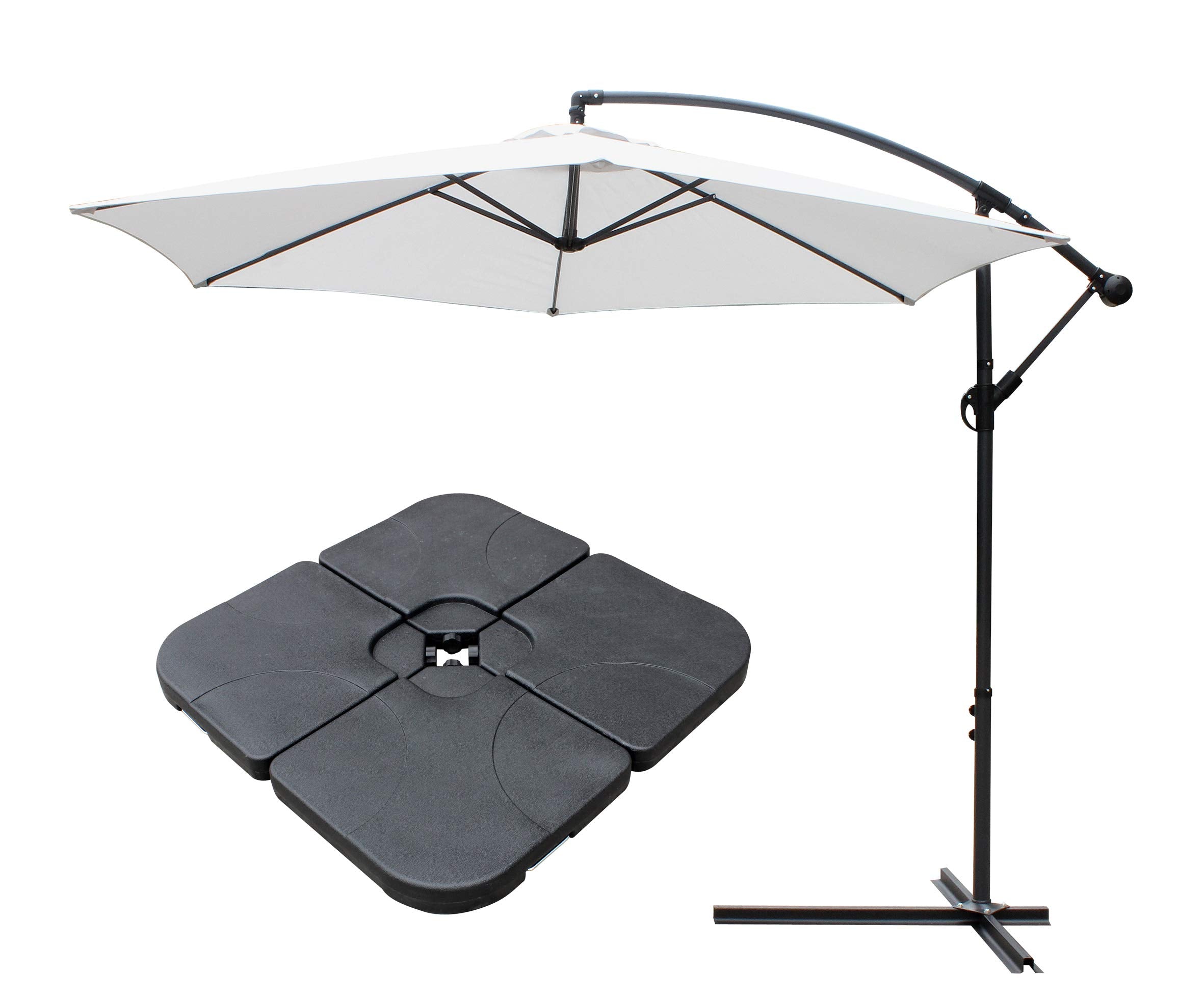All Seasons Gazebos Ross James premium garden parasol umbrella with crank handle including base weight (Green)
