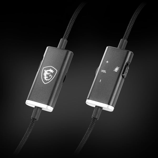 MSI IMMERSE GH50 GAMING HEADSET - 7.1 Virtual Surround Sound, Vibration Feedback, 40mm Neodymium Drivers, RGB Lighting, Detachable Mic, Inline Controls, USB 2.0 Connector - Wired (Package may vary)