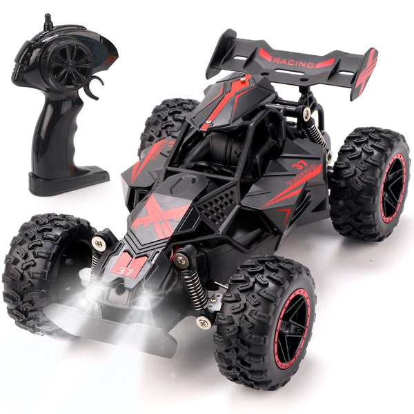 RUIDYA Kids RC Race Cars, 2.4GHz 1:18 Scale Off-road Remote Control Car Toy for Children with LED Light, Rechargeable High Speed All Terrain RC Drift Vehicle, Birthday Gift for 3+ Year Old Boys Girls