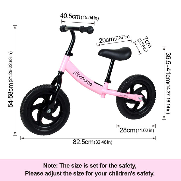12" Balance Bike Carbon Steel Frame No Pedal Walking Balance Bike Training Bicycle for Kids and Toddlers 2- to 6 Years Old