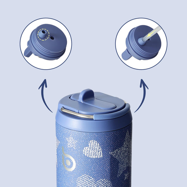 Insulated Water Bottle 700ml(24oz) with Straw, Lid, and Handle - Stainless Steel Sports Travel Gym Bottle for Men and Women (Skiing)