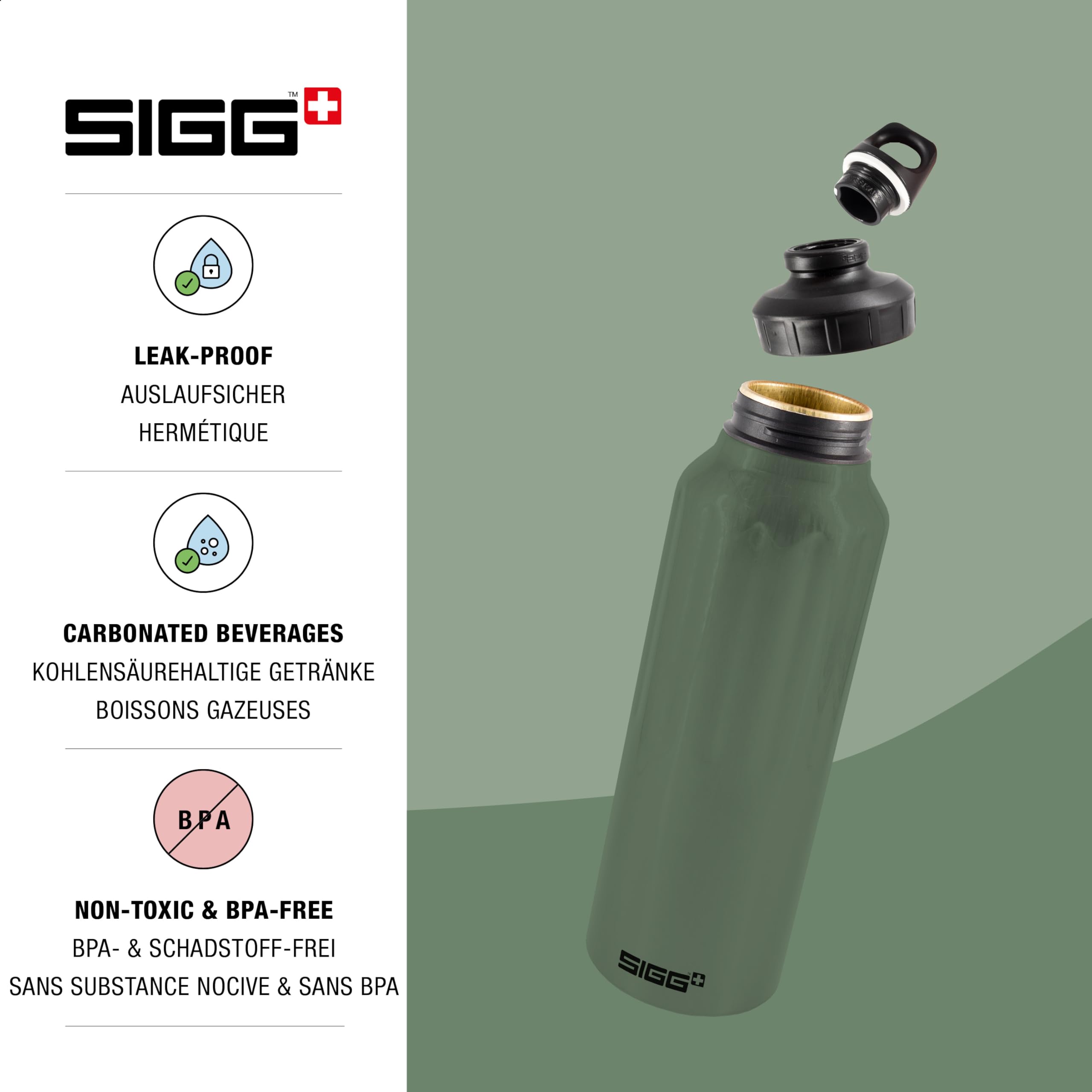 Sigg - Aluminum Water Bottle - Traveller - Climate Neutral Certified - Suitable For Carbonated Beverages - Leakproof & Lightweight - BPA Free - 0.6L / 1L/ 1.5L