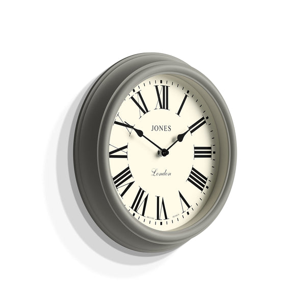 Jones Clocks Venetian wall clock | Classic round clock | 30cm | Grey | Roman numerals | Traditional design ideal for kitchen, living room or bedroom