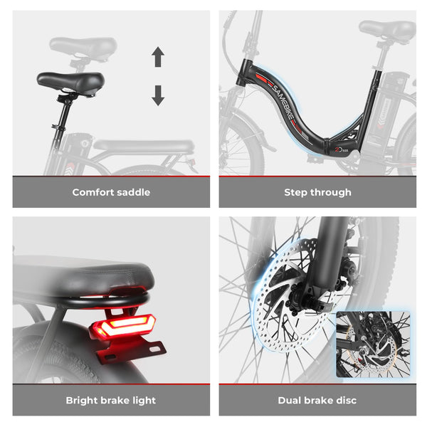SAMEBIKE Shiman0 7-Speed Foldable Electric Bike for Adults, 20"*2.35 Fat Tire Ebike, Max Range 110KM, Dual Shock Absorber, E-bike for Commuting and Off-Road Adventures