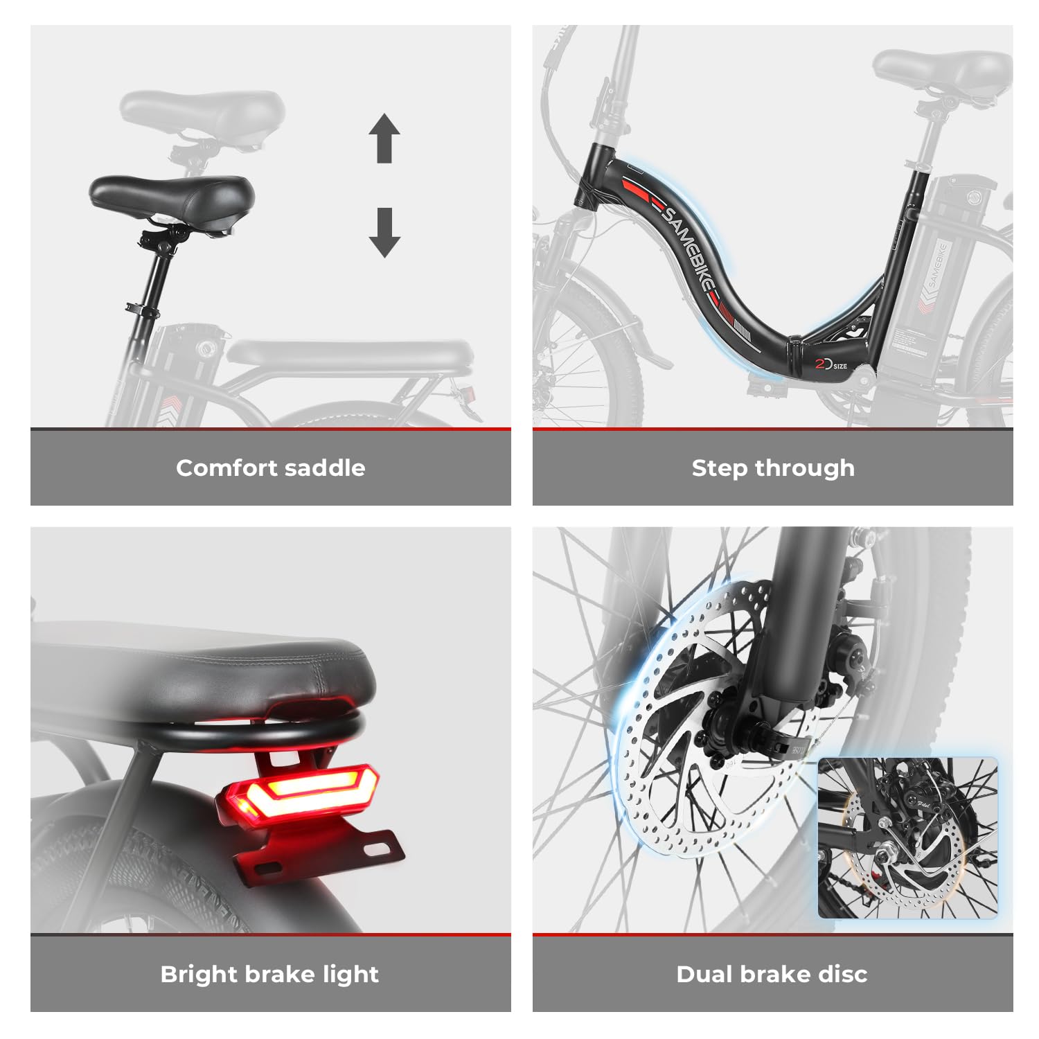 SAMEBIKE Shiman0 7-Speed Foldable Electric Bike for Adults, 20"*2.35 Fat Tire Ebike, Max Range 110KM, Dual Shock Absorber, E-bike for Commuting and Off-Road Adventures