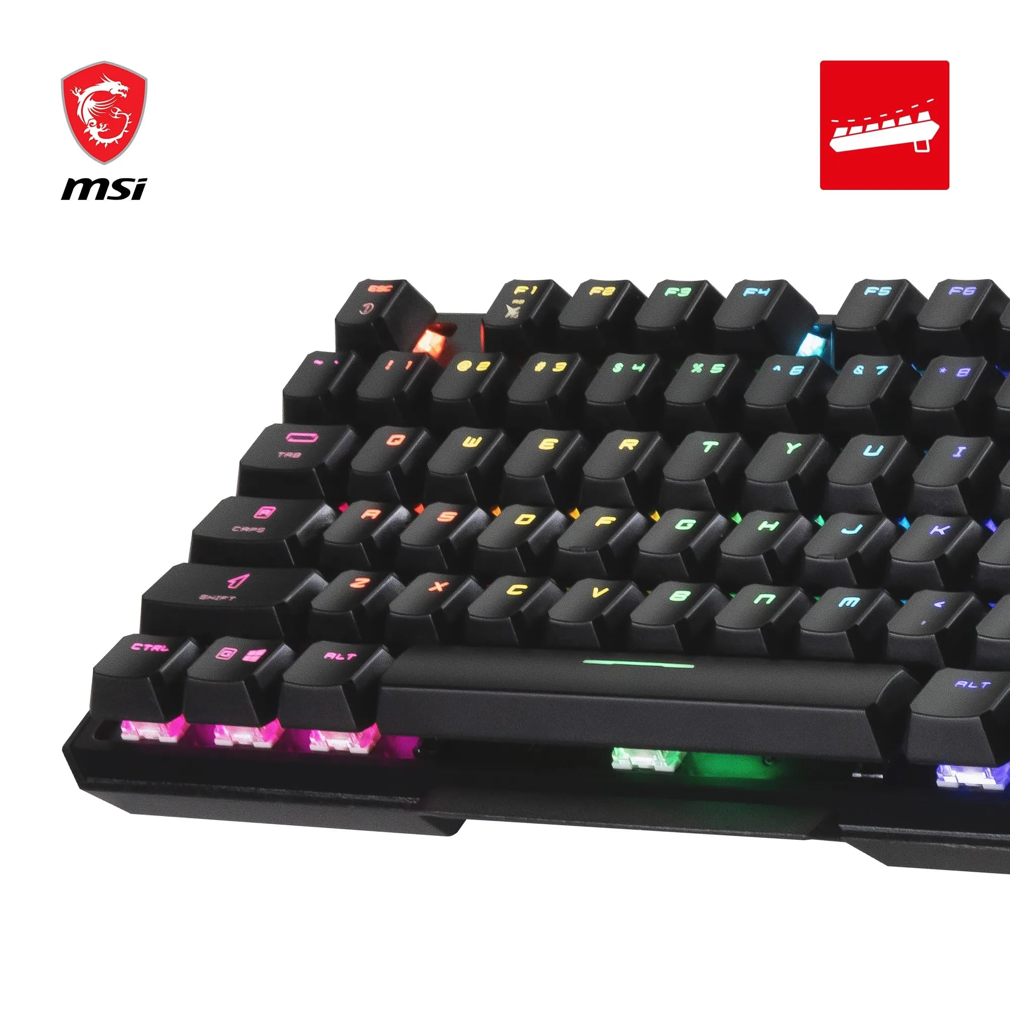 MSI Vigor GK71 Sonic Mechanical Gaming Keyboard (UK Layout) - MSI Sonic Red Switches (Linear), Ergonomic Keycaps, Anti-slip Base, Per-key RGB Mystic Light, USB 2.0 - Full-Sized