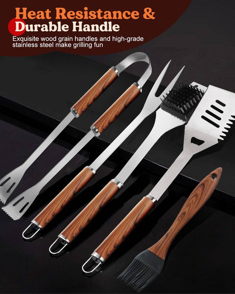KALAHOL 7-in-1 BBQ Tools Set Extra Thick Stainless Steel Grill Tool Set with Storage Bag, Premium Complete Outdoor BBQ Utensils Set Professional Barbecue Accessories BBQ Kit for Men and Women Gift