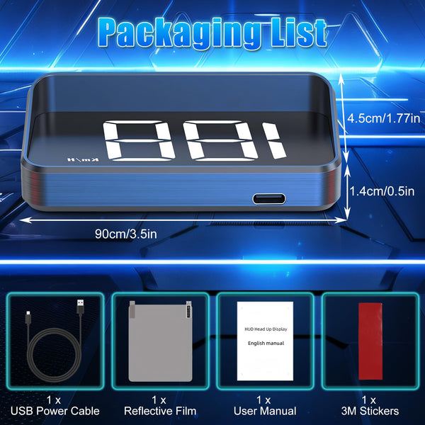 WODHMIEY HUD Speedometer Projector,Windshield Projector Speedometer HUD with GPS & Beidou, Auto Brightness Adjustment, 10Hz Refresh Rate, Clear Display with Sunshade, Automatic Startup White MPH