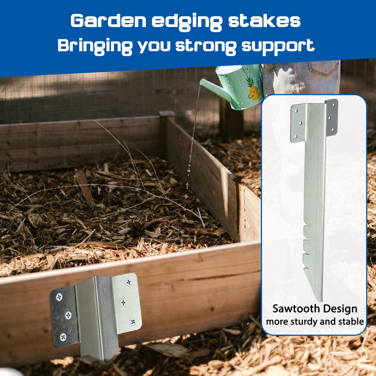 AMLOOPH Railway Sleeper Brackets, 10 Pack Metal Railway Sleepers Stakes For Gardens, Heavy Duty Garden Timber Railway Sleeper Brackets And Fixings For