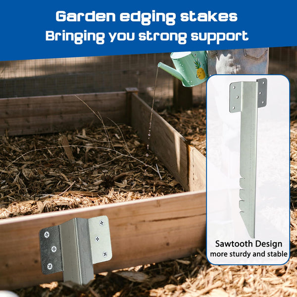 AMLOOPH Railway Sleeper Brackets, 10 Pack Metal Railway Sleepers Stakes For Gardens, Heavy Duty Garden Timber Railway Sleeper Brackets And Fixings For