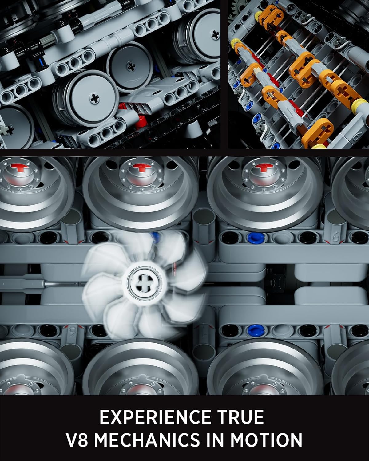 V8 Engine Building Set, Exclusive Advanced Collector's Engine Model to Build, Physical Science Experiment Toy for Adults, Home or Office Décor, Collectible Gifts (2725 PCS, NF10287)
