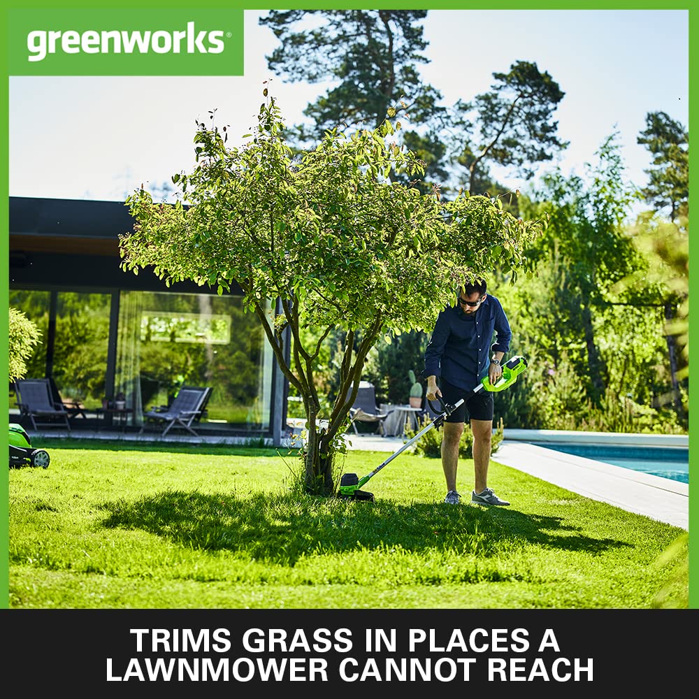 Greenworks 40V Cordless Strimmer for Medium Gardens, Adjustable Height, 30cm Cutting Width, Autofeed 1.65mm Nylon Line, WITHOUT 40V Battery & Charger,