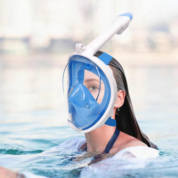 Jsdoin Snorkel Mask Full Face,180°view Design - Anti-fog, Anti-leak Technology - Sports Camera Compatible - for a Safe Adults and Kids Snorkeling Experience