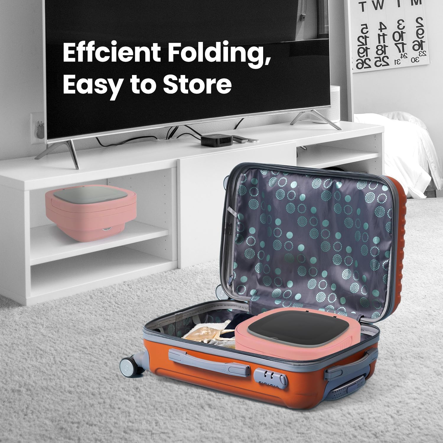 Portable Washing Machine, 11L Foldable Washer & Spin Dryer with Laundry Bag & Drying Net & Microfiber Cloths, Laundry Machine with 3 Cleaning Modes for Baby Clothes and Underwear (Blue)