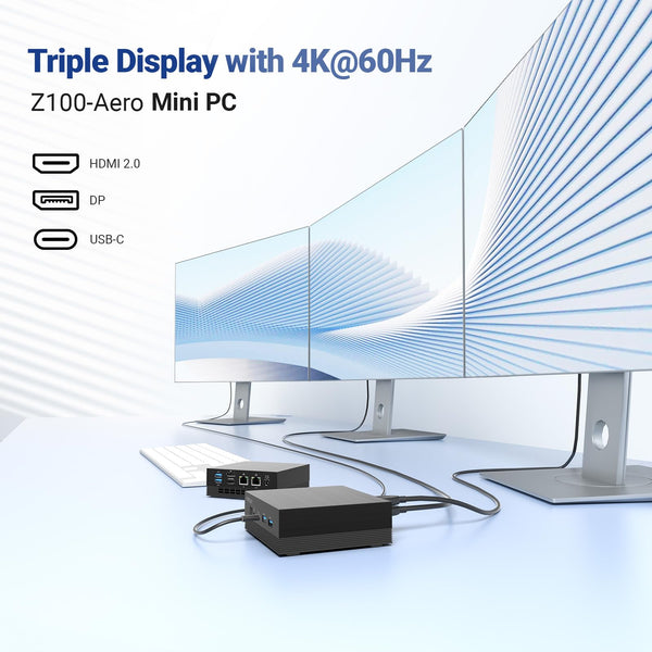 MINIX Fanless Windows 11 Pro Mini PC, Intel 12th Gen N300, NEO Z300-0dB 16GB DDR4, 512GB M.2 PCIe Gen3 x 4 SSD Micro Desktop Computer, 4K Dual Display/2.5G LAN, for Business Home office Multi-Tasking