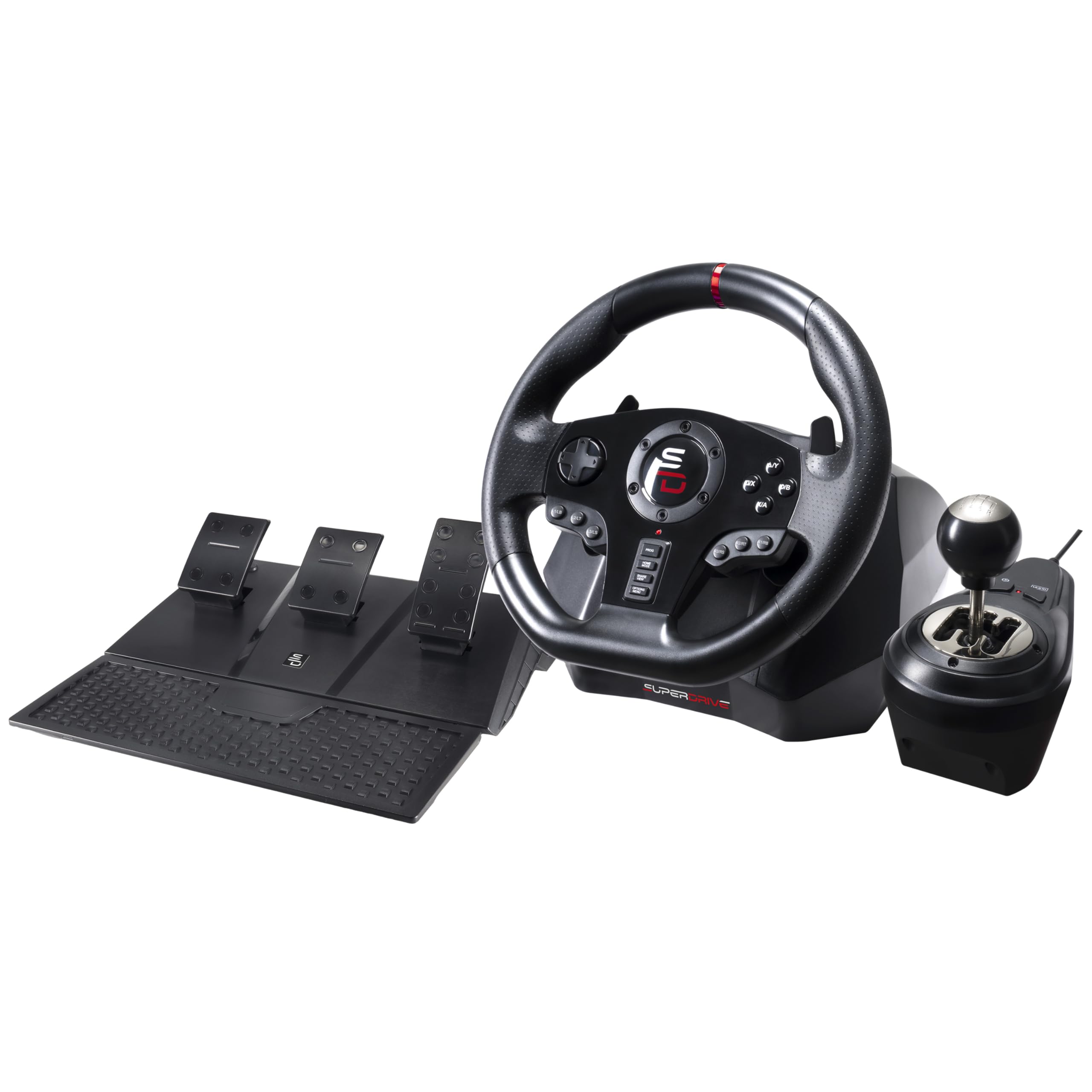 Subsonic Superdrive GS950X 900° racing wheel with manual shifter, 3 pedals and paddle shifters for Xbox Serie X/S, PS4, Xbox One (programmable)