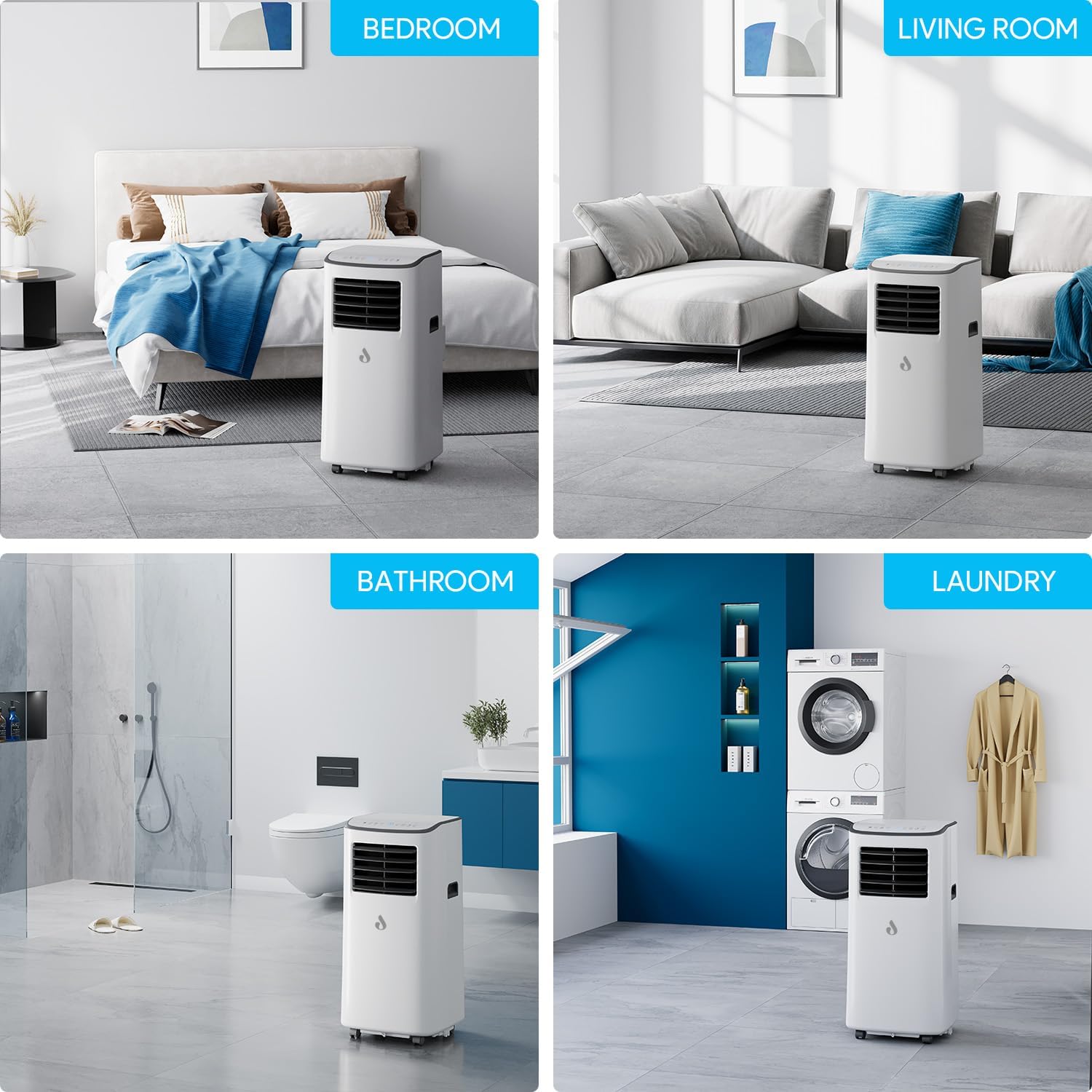Air Conditioning Unit, Portable Air Conditioner with 4-in-1 Cooling & Fan & Dehumidifier & Sleep Mode Function, Air Conditioners with Digital Display & Remote Control, 24H Timer for Room up to 215 ft