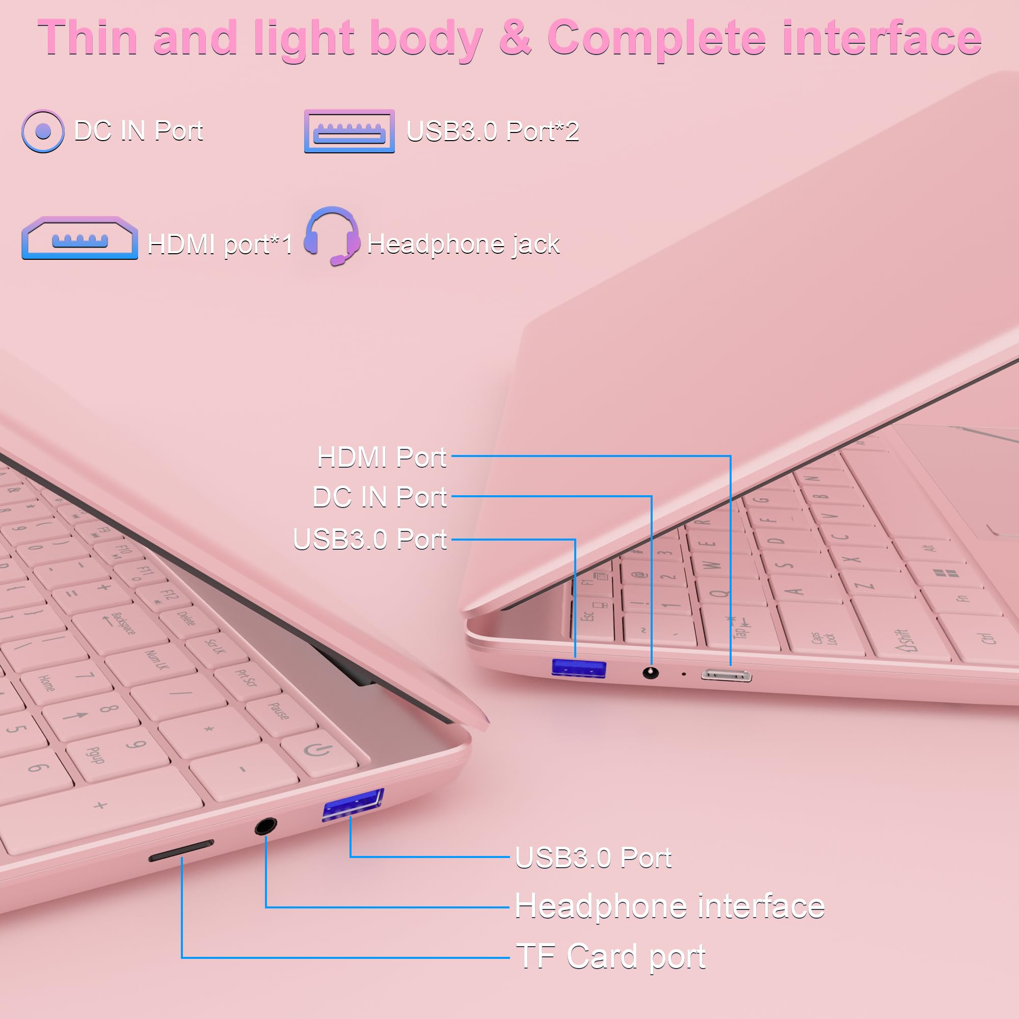 15.6" Laptop - 16GB RAM 512GB SSD PC Laptop, Quad-Core N95 Processor Up to 3.1GHz, Computers with USB3.0,Ethernet port,Touch ID, WiFi, BT4.2, for Students/Business