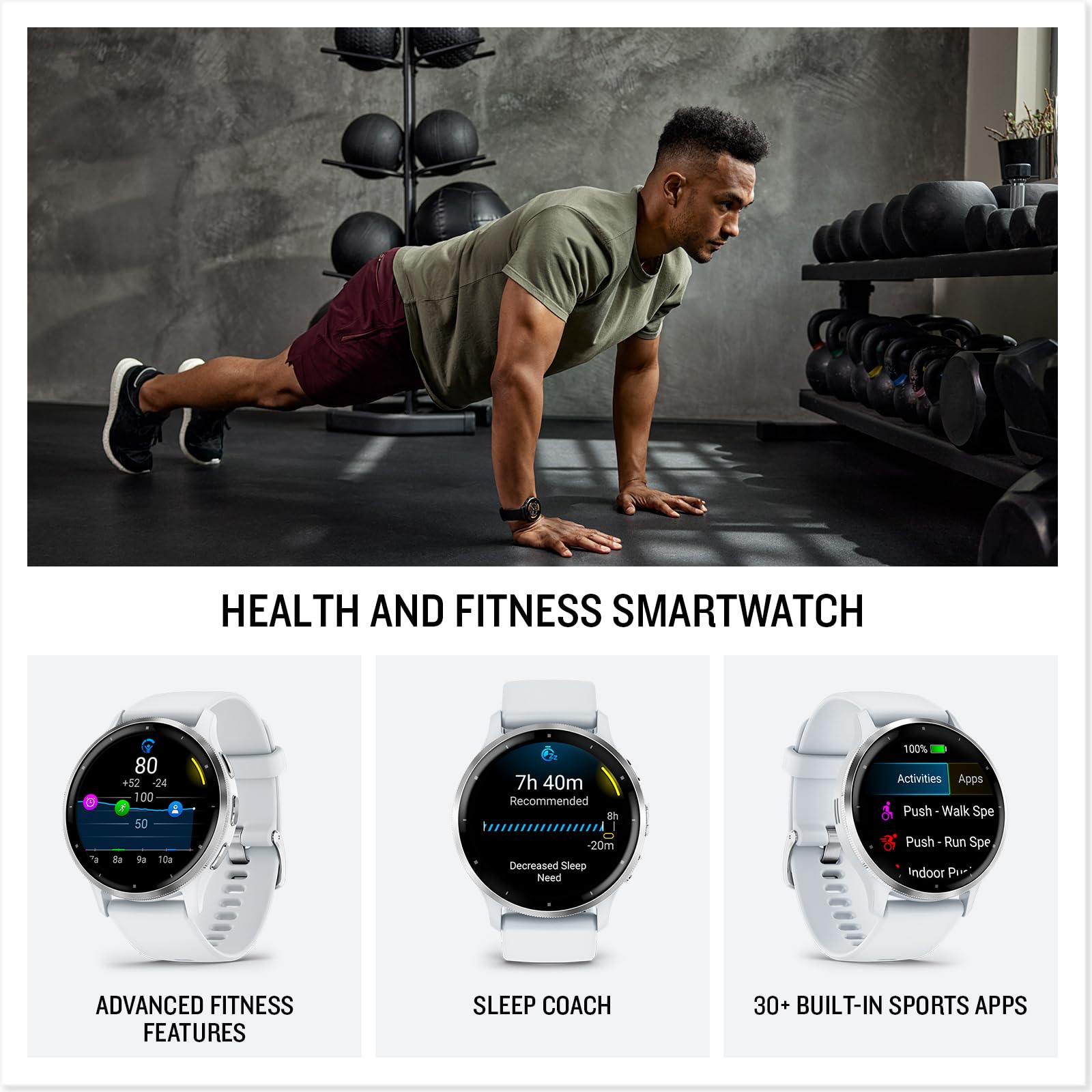 Garmin Venu 3 GPS 45mm Smartwatch, AMOLED Touchscreen, All-day Advanced Health & Fitness Features, Voice Functionality, Music Storage, Wellness Smartwatch with up to 14 days battery life, Black
