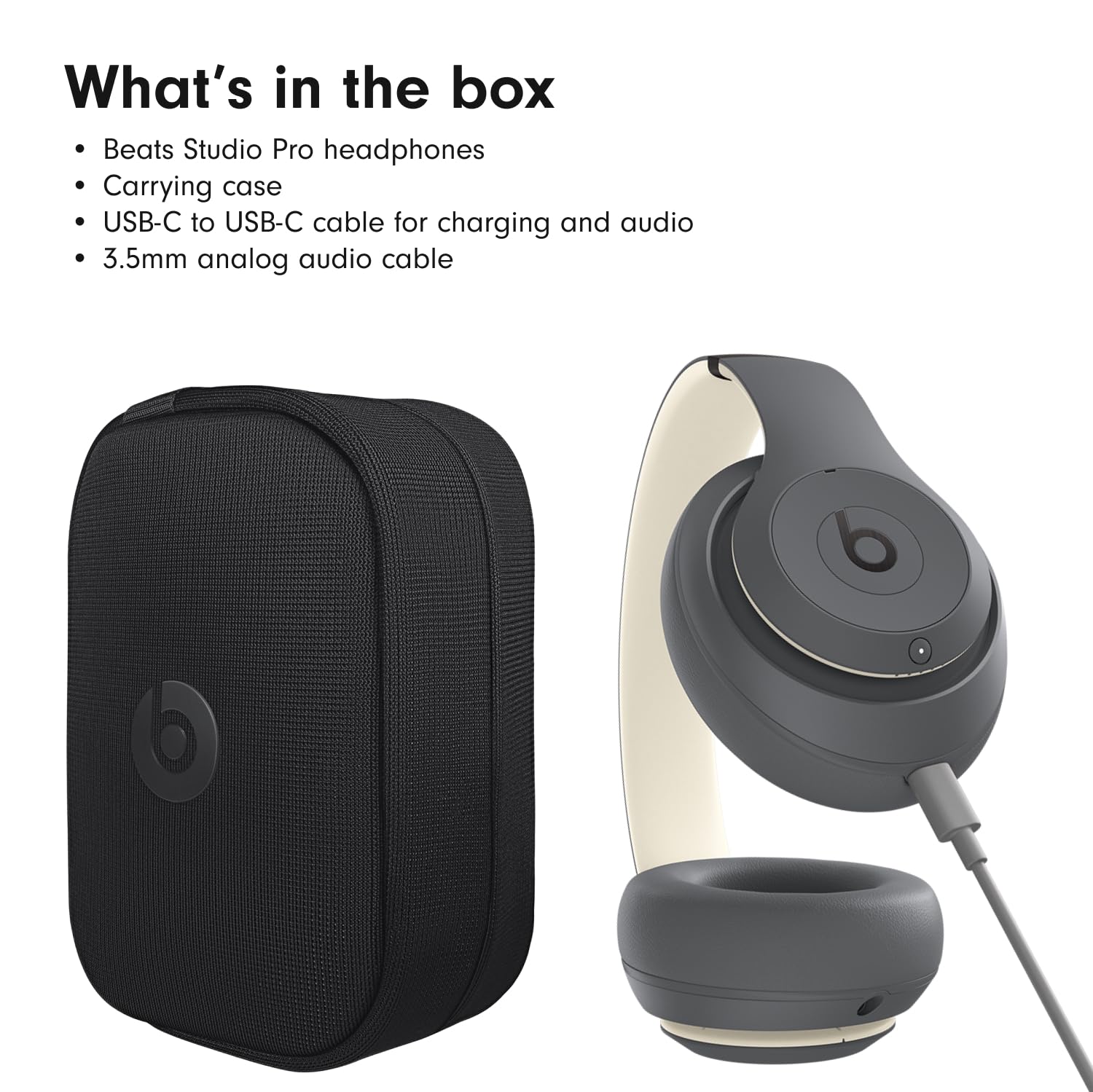 Beats Studio Pro – Wireless Bluetooth Noise Cancelling Headphones, Personalised Spatial Audio, USBC Lossless Audio, Apple & Android Compatibility, Up to 40 Hours Battery Life – Sand Grey