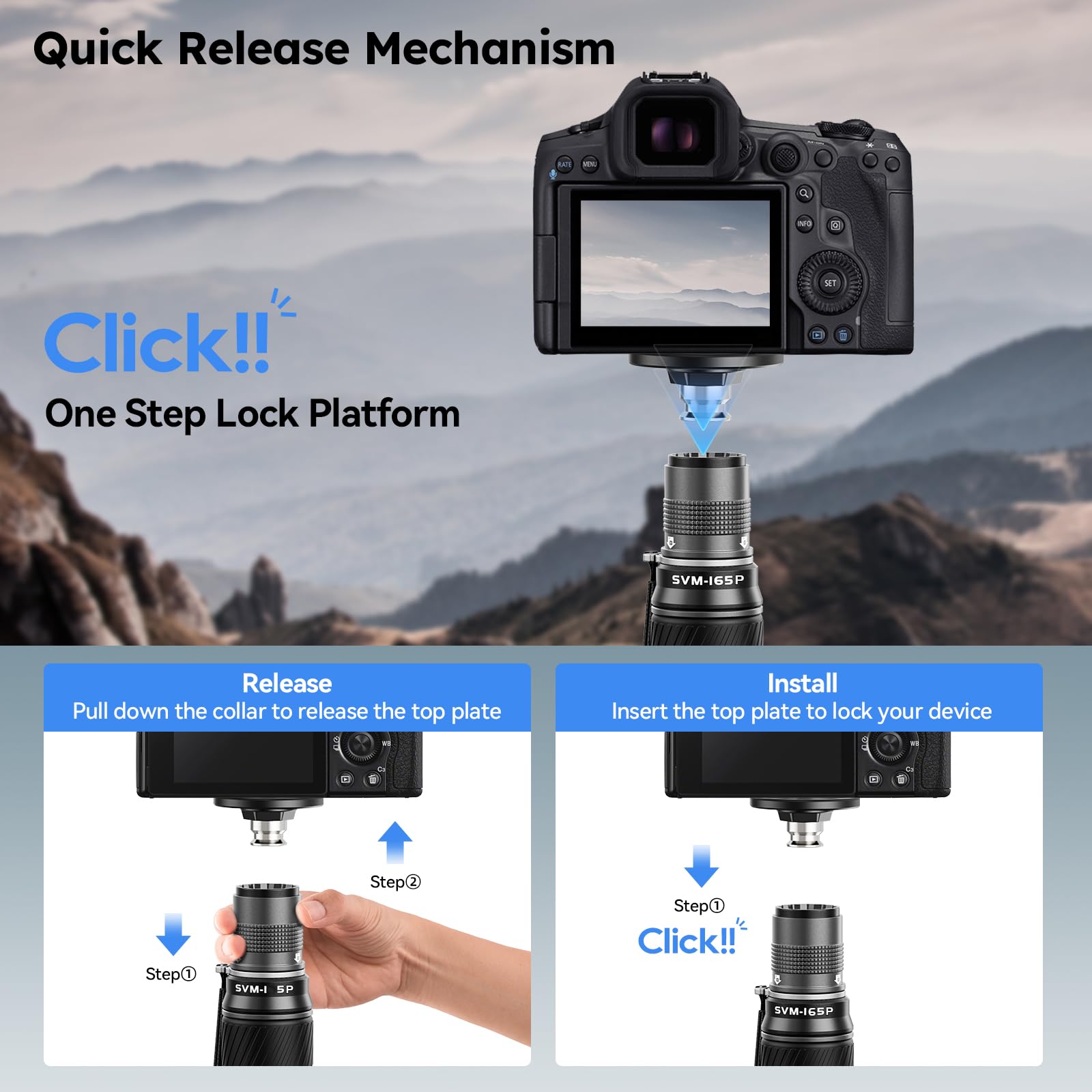 SIRUI SVM-145 Camera Monopod with Feet for Photography, 145cm Carbon Fibre Camera Monopod with Removable Tripod Stand Base, for DSLR, Camcorder, Max Load 10kg