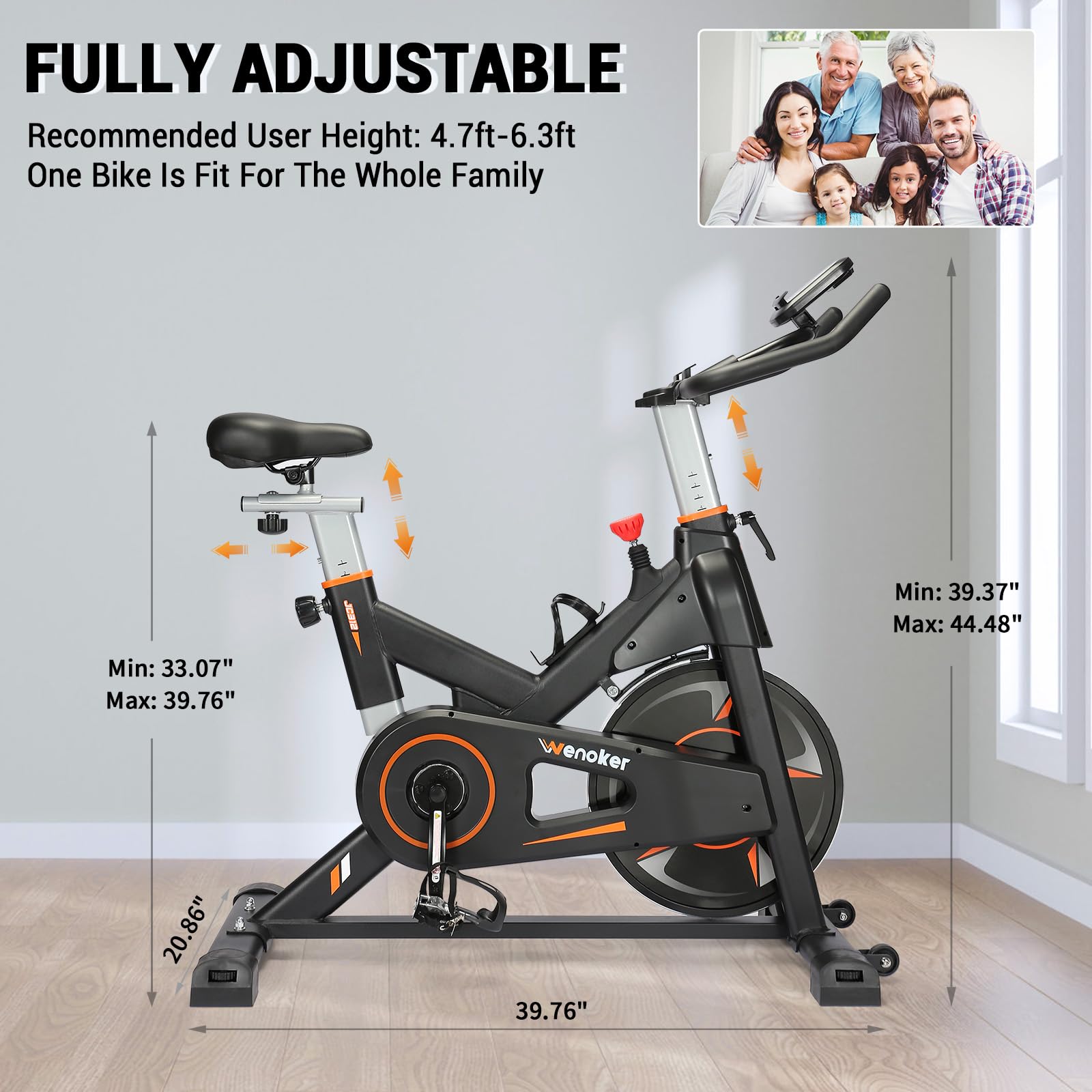 Exercise Bike Magnetic Resistance, Wenoker Spin Bike for Home Gym Use Equipment, Indoor Cycling Fitness Stationary Bike with LCD Display&Tablet Holder Cardio Training Machine