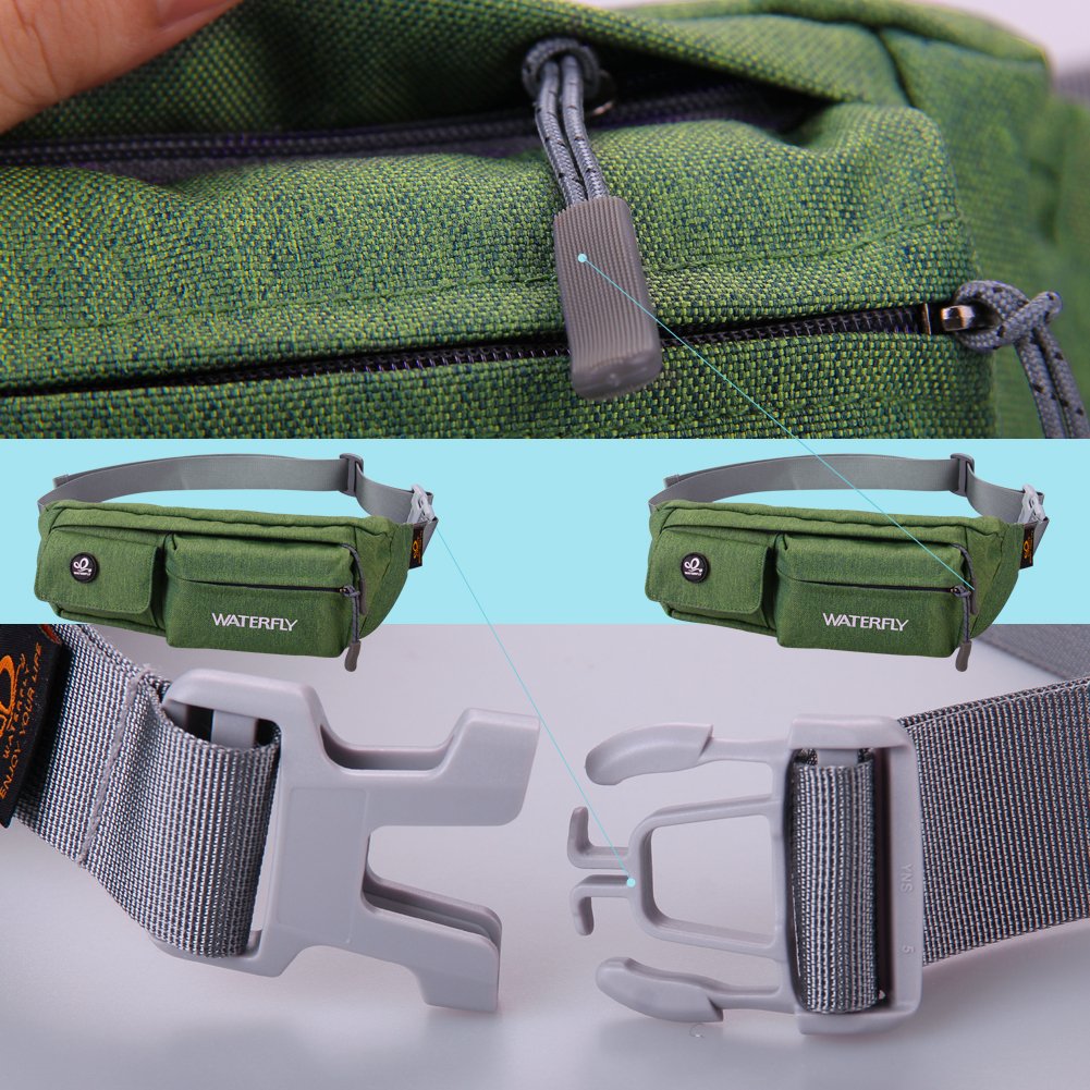 Waterfly Waist Bag Pack Slim Water Resistant Fanny Pack Travel Bum Bag Running Belt for Traveling Cycling Hiking Camping