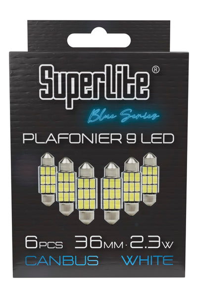 Superlite Set of 2 T10 Bulbs with 18 Leds from the Blue Series range. CanBus Technology and 6500K Colour Temperature. Ideal for Car and Truck.