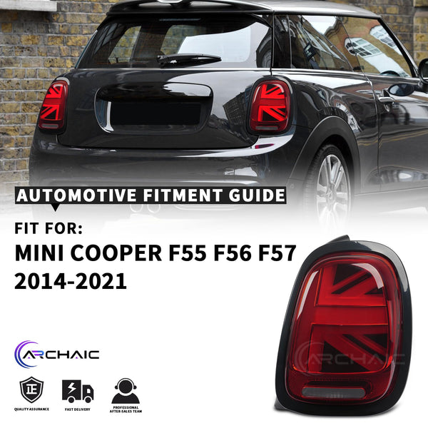 Archaic Union Jack Rear Lights for Mini Cooper One F55 F56 F57 2014-2021, with Sequential Turn Signal Light, Plug&Play, Pair
