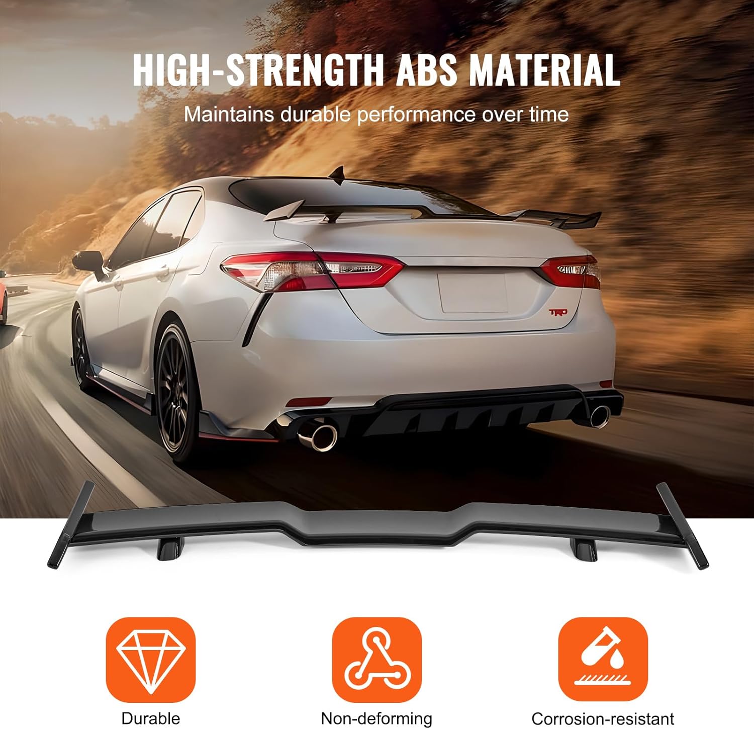 VEVOR GT Wing Car Spoiler, 57.9 inch Spoiler, Compatible with 2018-2023 Camry, High Strength ABS Material, Baking Paint, Car Rear Spoiler Wing, Racing Spoilers for Cars, Glossy Black