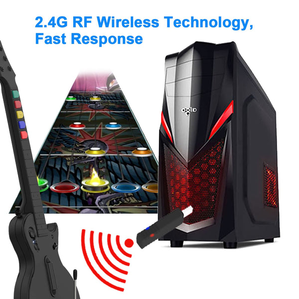 NBCP Wireless Guitar Controller for PC & PS3 - Guitar Hero 3/4/5 & Rock Band 1/2 Games - With Straps & Wireless Dongle, White