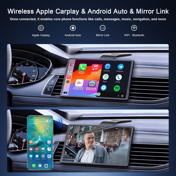 Avylet 8'' Wireless Car Stereo with Apple Carplay & Android Auto, Portrait & Landscape Screen, OTA, Magnetic Mount, Backup Camera, Car Radio, GPS Navigation, Bluetooth, Voice Control, Mirror Link