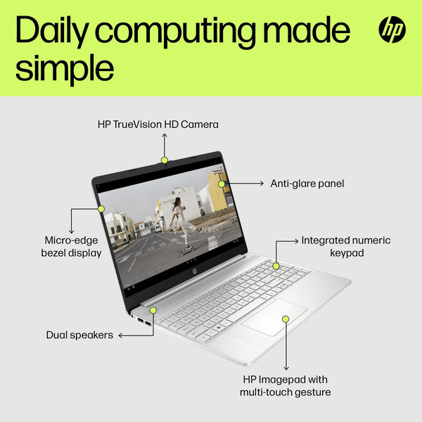 HP 15.6" Laptop | AMD Ryzen 3 7320U Processor | 8 GB RAM | 256 GB SSD | AMD Radeon Graphics | FHD Display | Up to 11hrs 15 mins battery | Win 11 | Dual Speakers | Jet Black | 15-fc0038sa